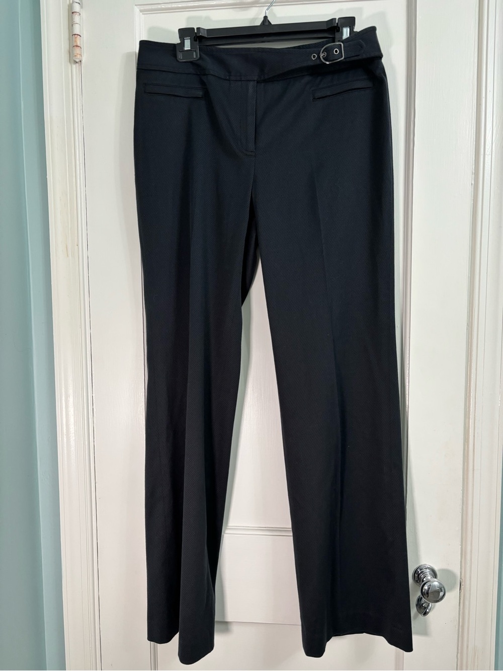 Anne Klein Black Straight-Leg Dress Pants with Waist Tab